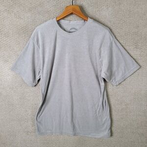 Dikotomy Shirt Mens Medium Gray Boxy Fit Terry Cloth Rayon Blend Short Sleeve